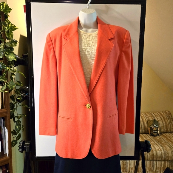 Savannah Jackets & Blazers - Orange Wool Woman's Jacket/Blazer by Savanna, Size 12